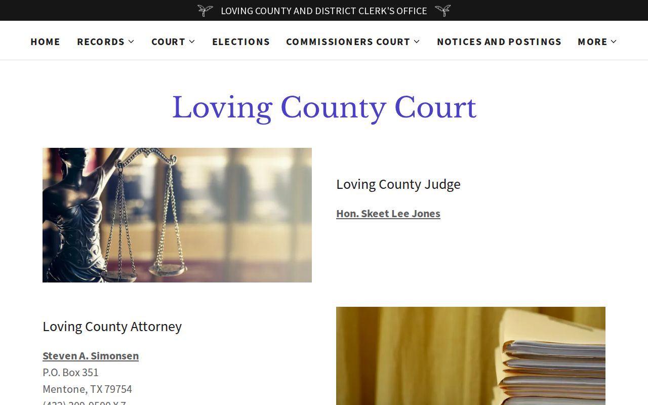Loving County court calendar and County Court schedule source