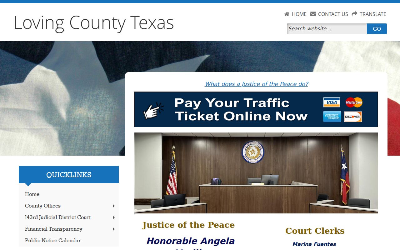 Loving County traffic court records Justice Court page
